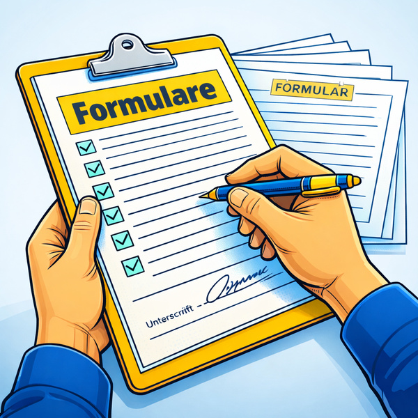 Comicbild - Person unterschreibt ein Formular