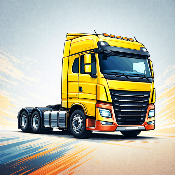 Eine gelbe Zugmaschine - Comic Zeichnung